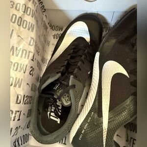NEW Men's Black Track Spikes with White Accents. Size 10 1/2 men’s. Women’s 12